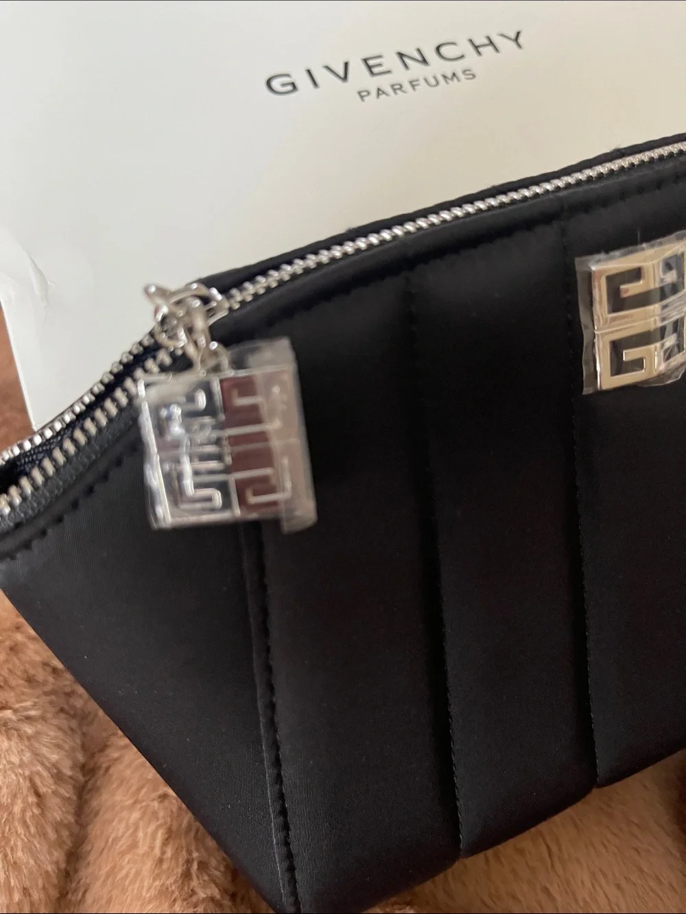 Givenchy Black Quilted Logo Cosmetic Pouch